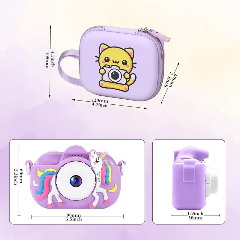 worfty Kids Camera Case Compatible with Seckton/Goopow/DITUPAN/YEEHAO/Hangrui/Masterbee/OUTUVAS/GKTZ Digital Video Camera Toys Camcorder Storage Holder Carrying - Purple Cat - Image 3
